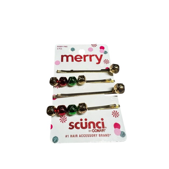 Scunci by Conair Holiday Jingle Bells Bobby Pins, 4-Count Merry Christmas Gift - Picture 1 of 3